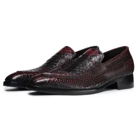 Penny Loafers - Croc Wine Red