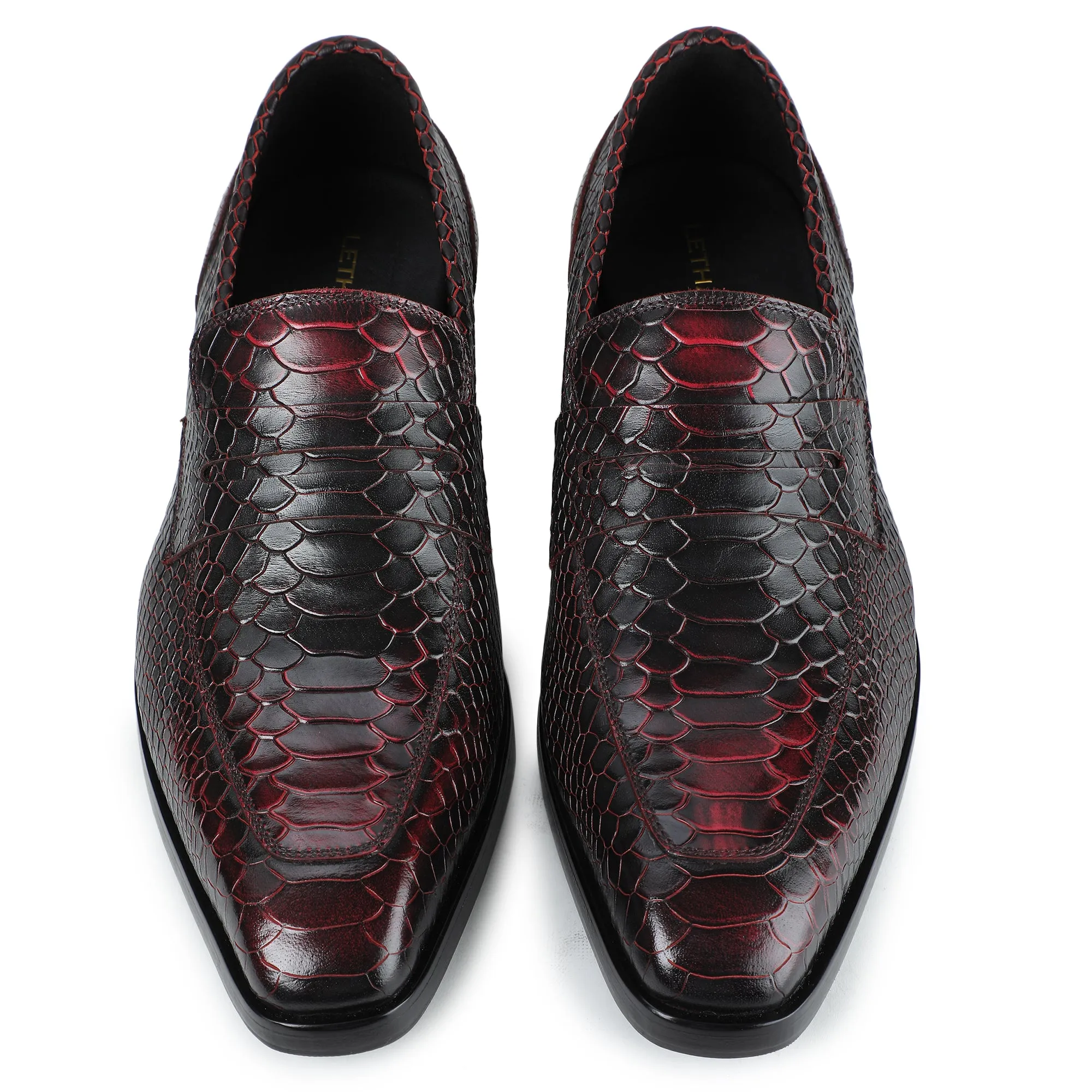 Penny Loafers - Croc Wine Red