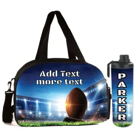 Personalized Full Color Sport Duffel Bag W/ Optional Water Bottle - Football