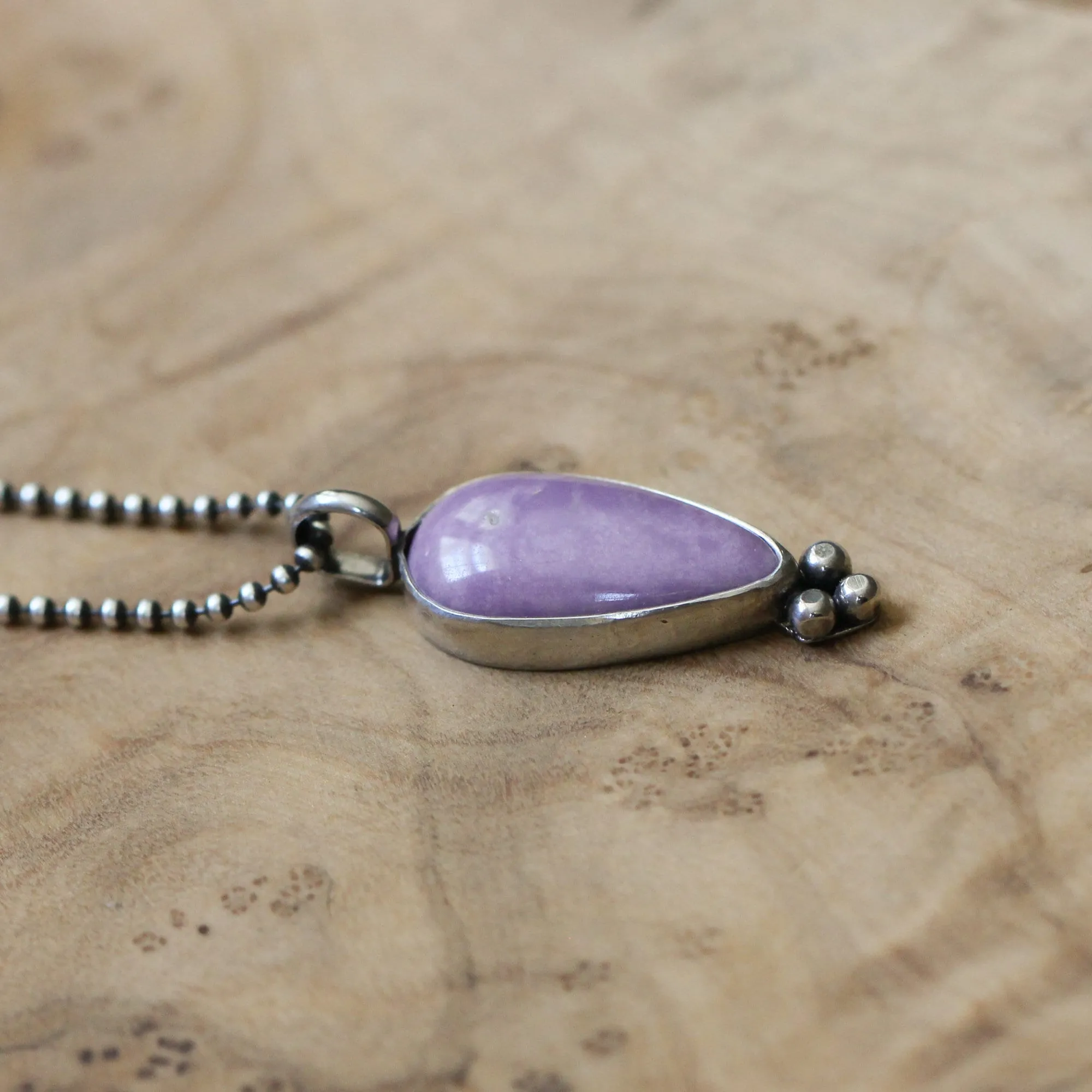 Phosphosiderite Sweetheart Pendant - Phosphosiderite Necklace - Soft Purple Boho Pendant