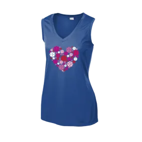 Pickleball Heart | Women’s Sleeveless Athletic Shirt | 100% Polyester