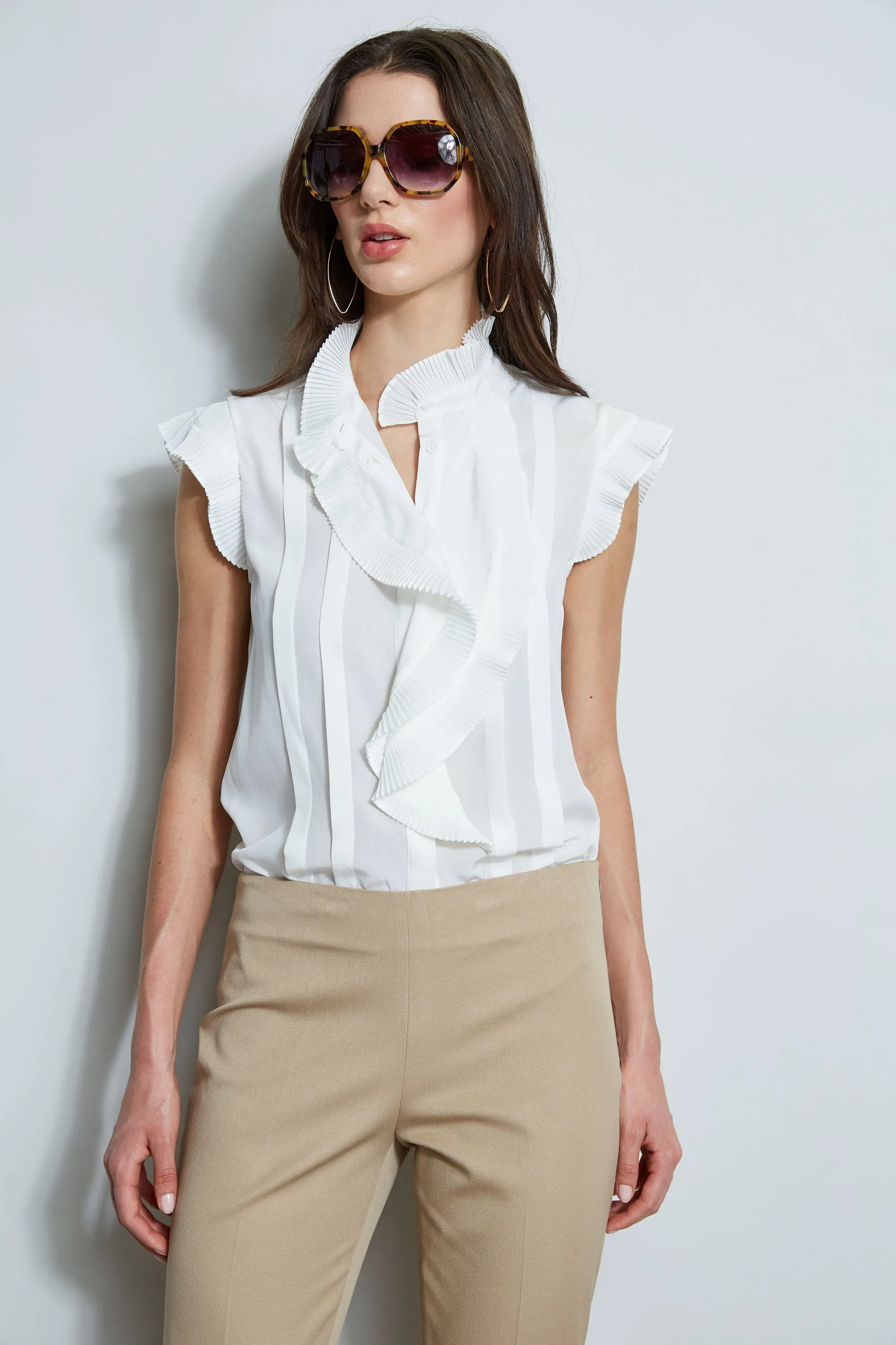 Pleated Flutter Silk Shirt