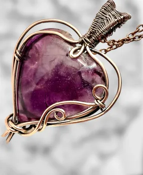 Purple Fluorite Heart Shaped Pendant