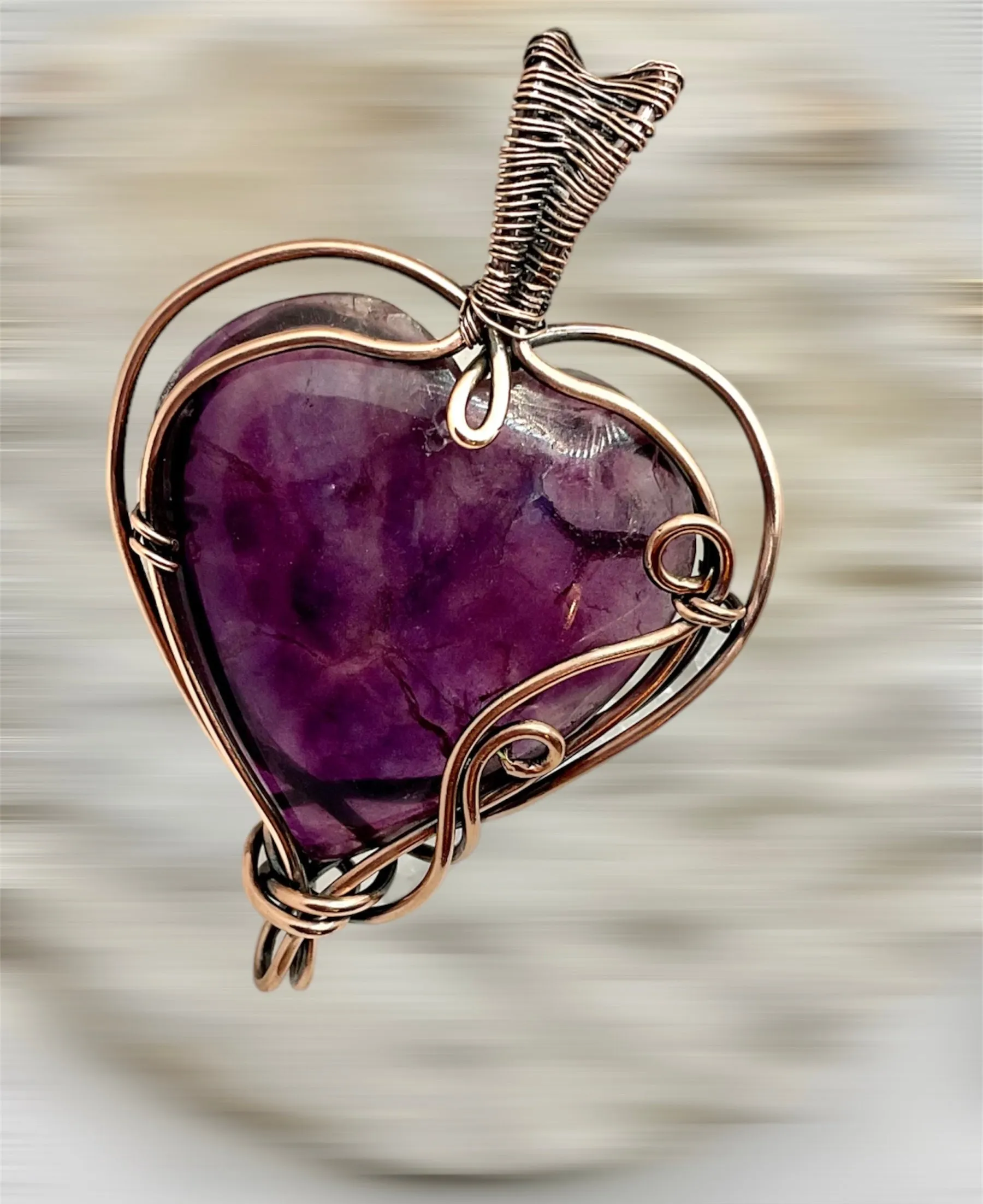 Purple Fluorite Heart Shaped Pendant