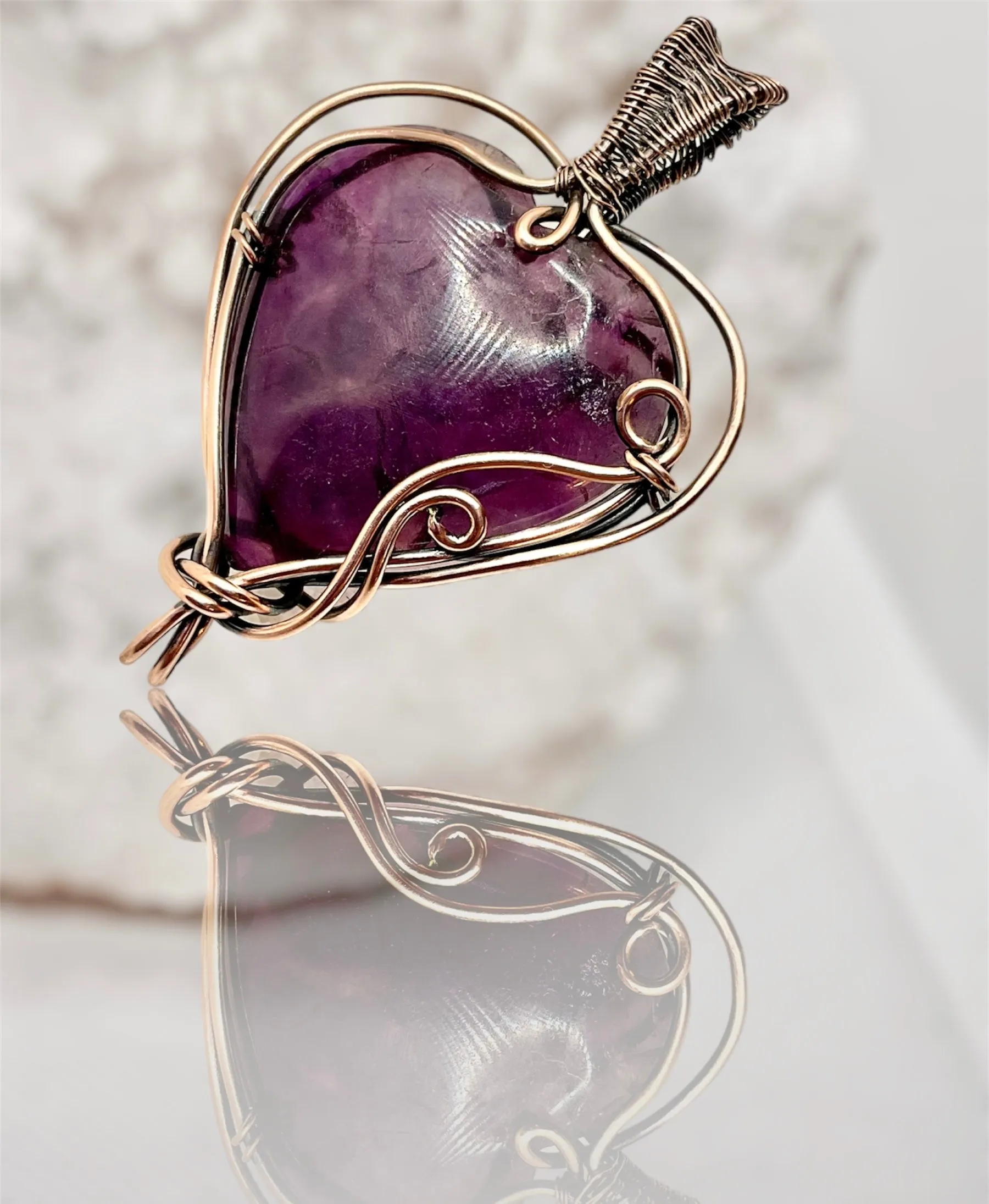 Purple Fluorite Heart Shaped Pendant