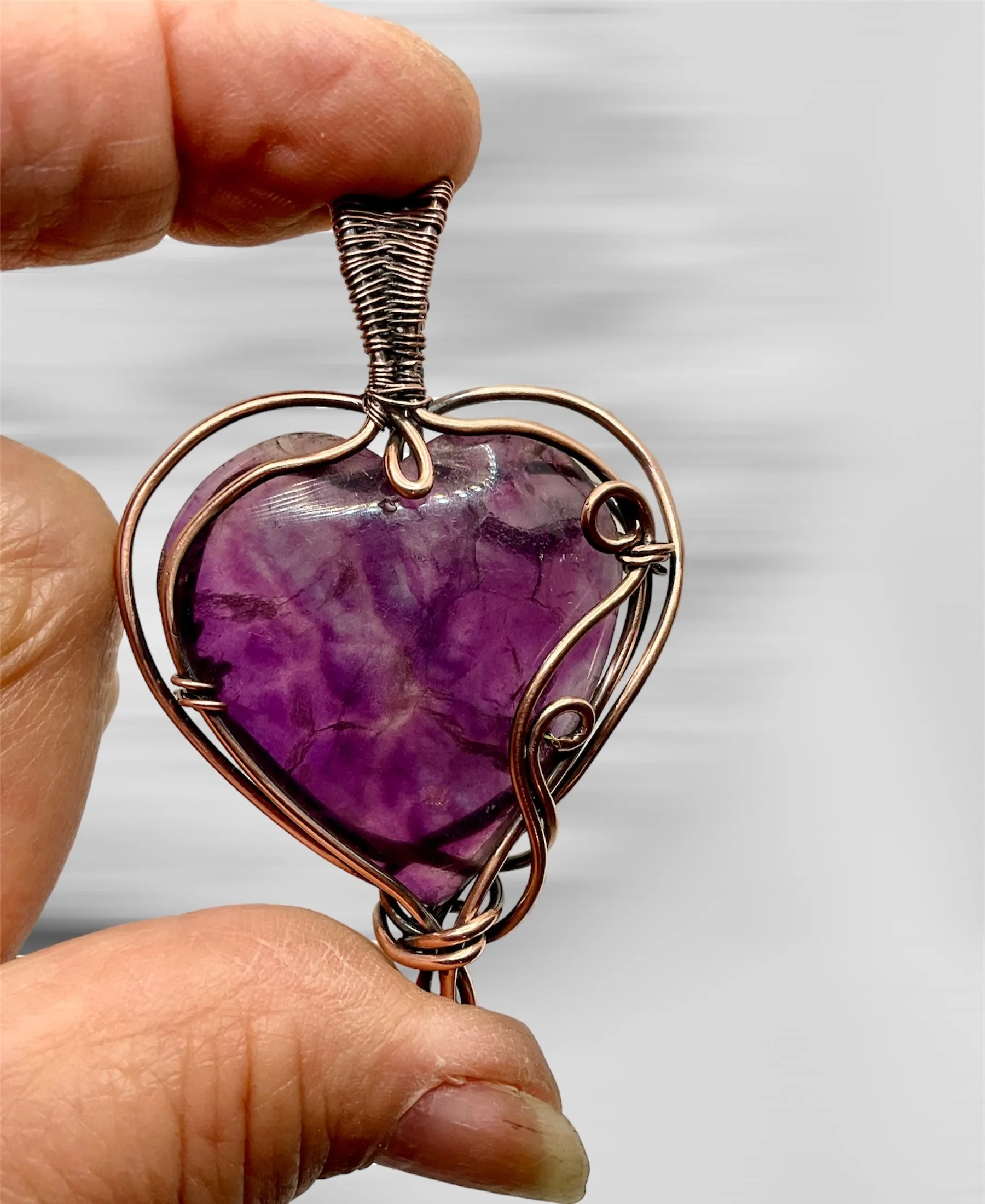 Purple Fluorite Heart Shaped Pendant