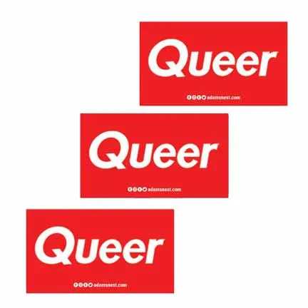 Queer Red Rectangle Sticker supporting The Trevor Project