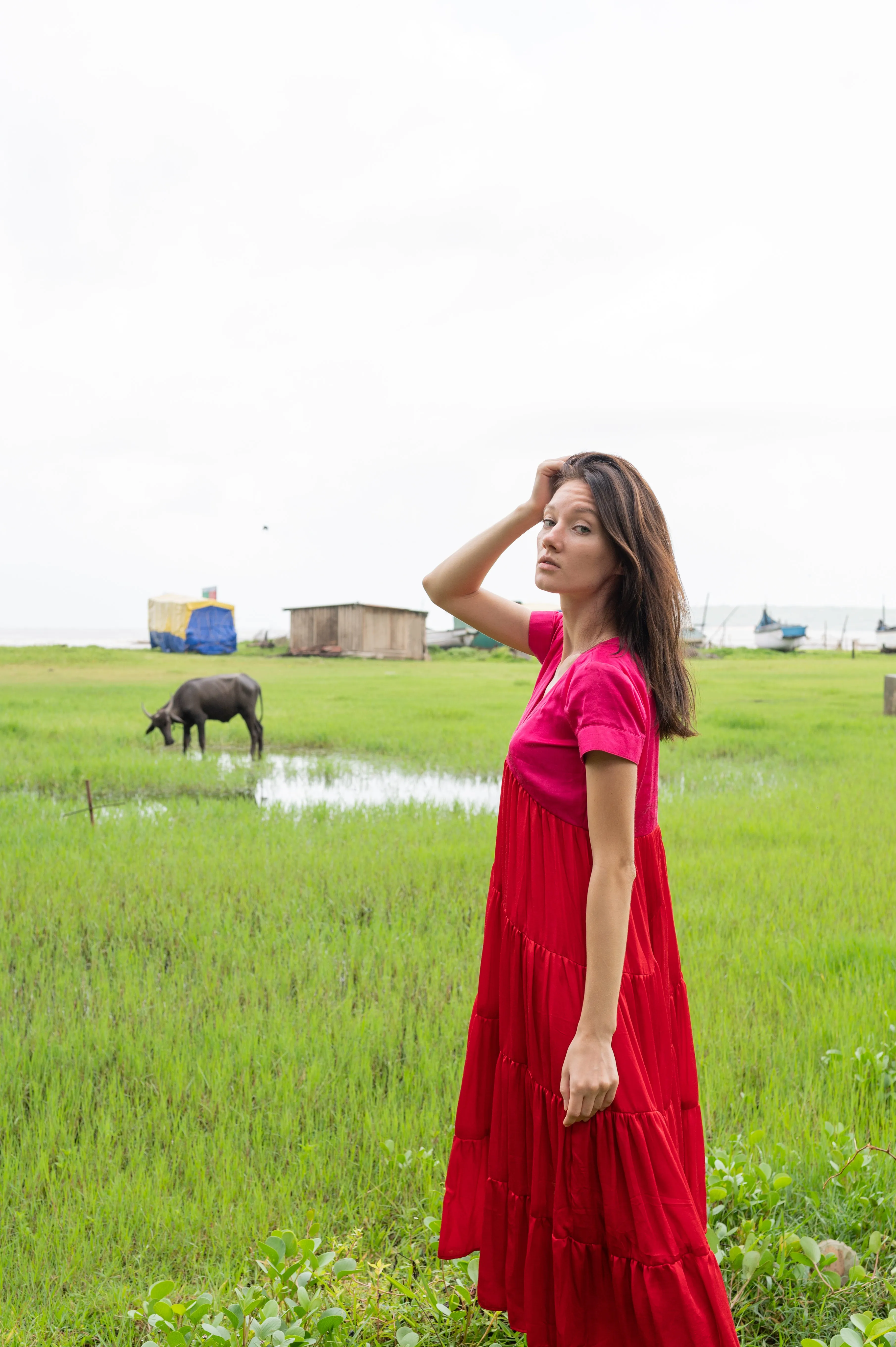 Red Pink Asymmetrical Dress