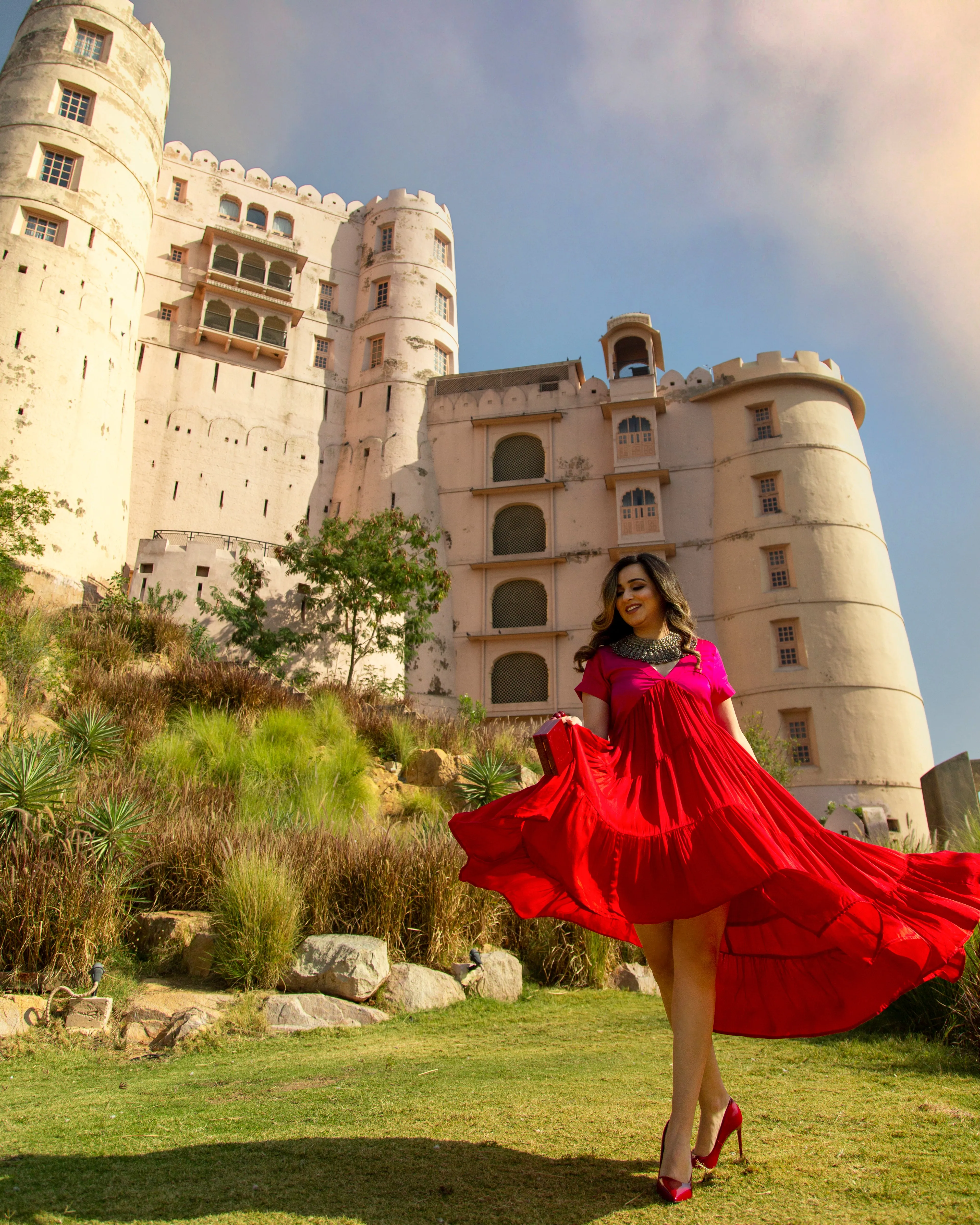 Red Pink Asymmetrical Dress