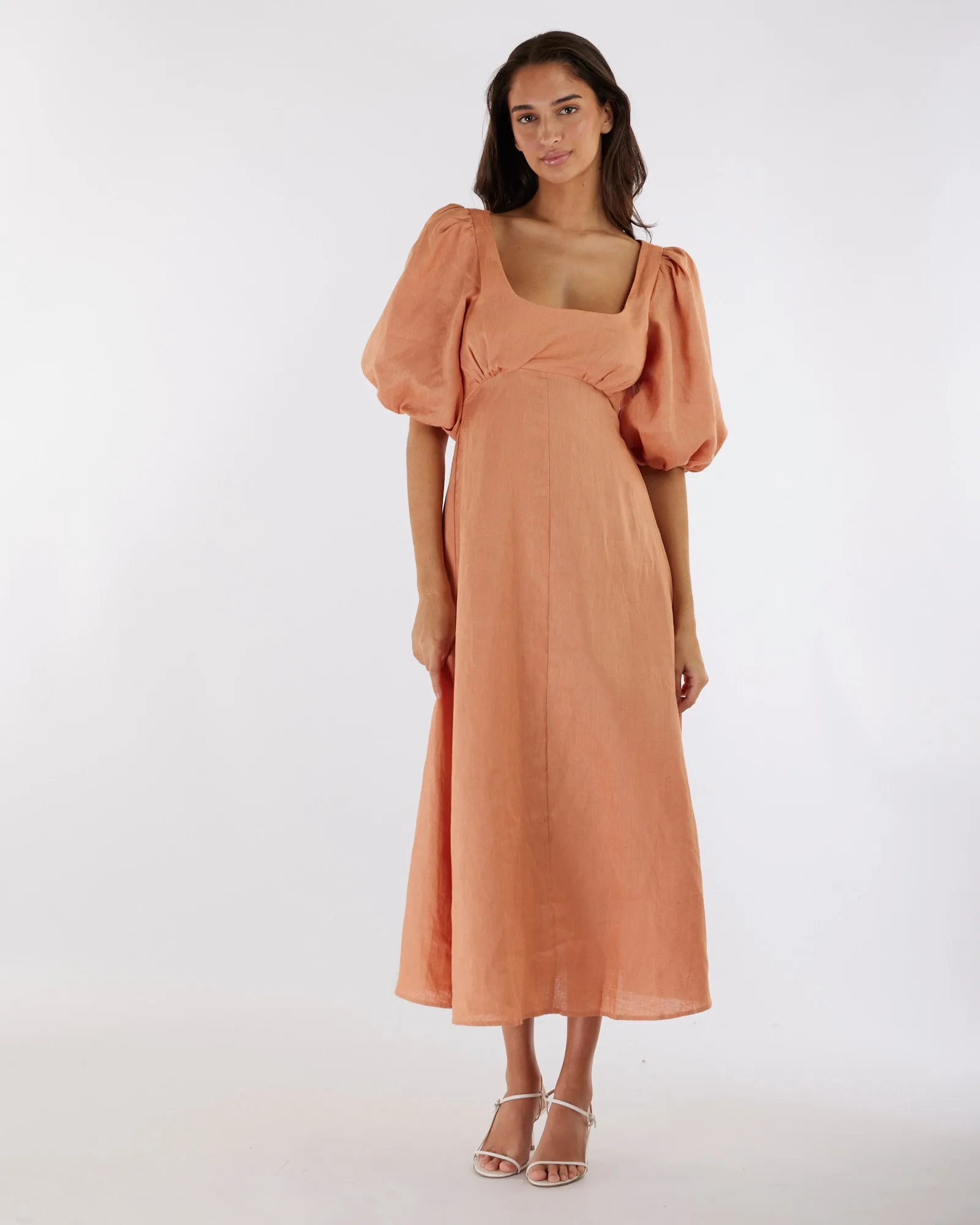 Romilly Linen Midi Dress - Apricot