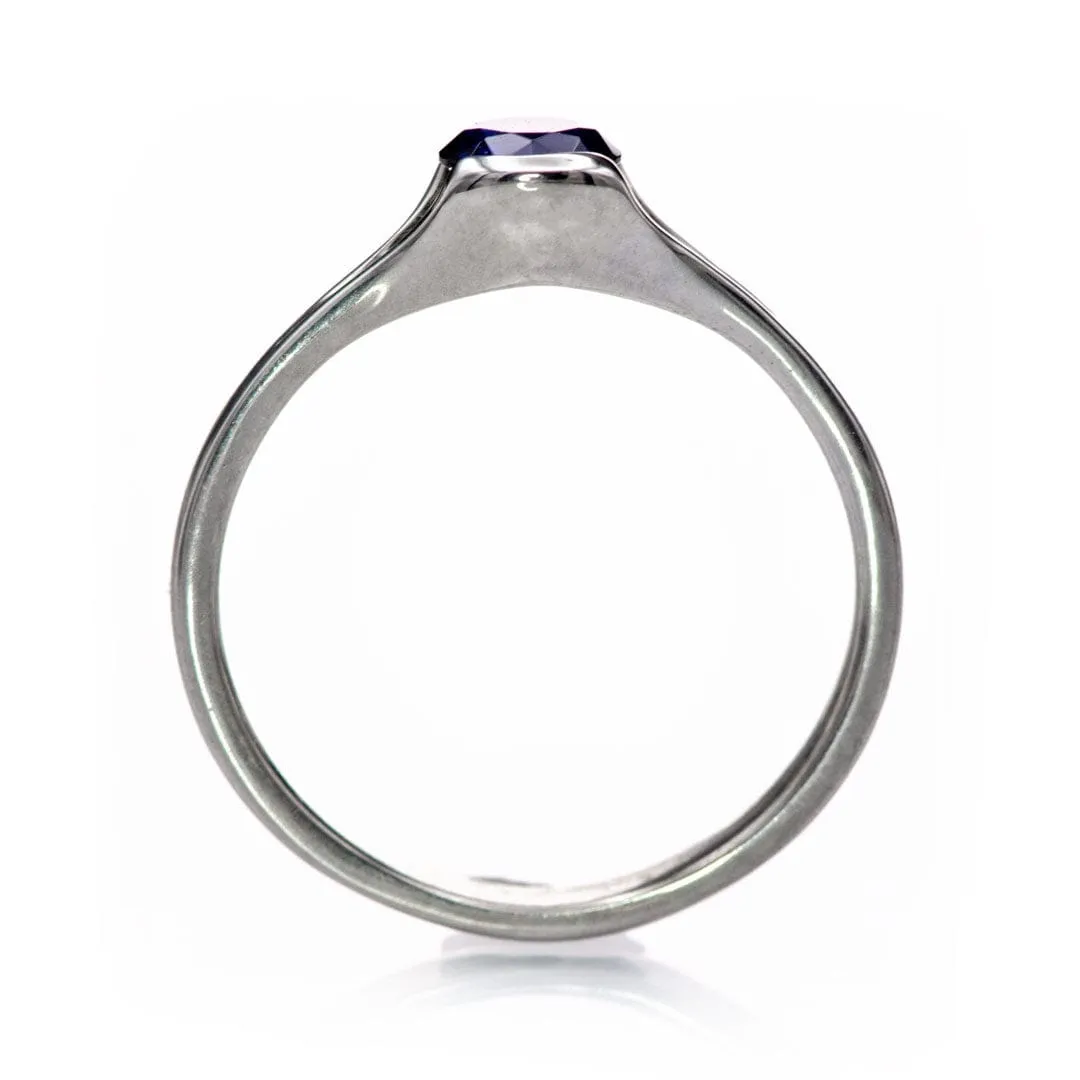 Round Fair Trade Blue Sapphire Fold Solitaire Engagement Ring