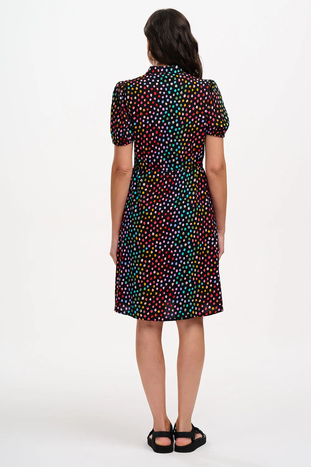 Salma Mini Shirt Dress - Black, Rainbow Pebbles