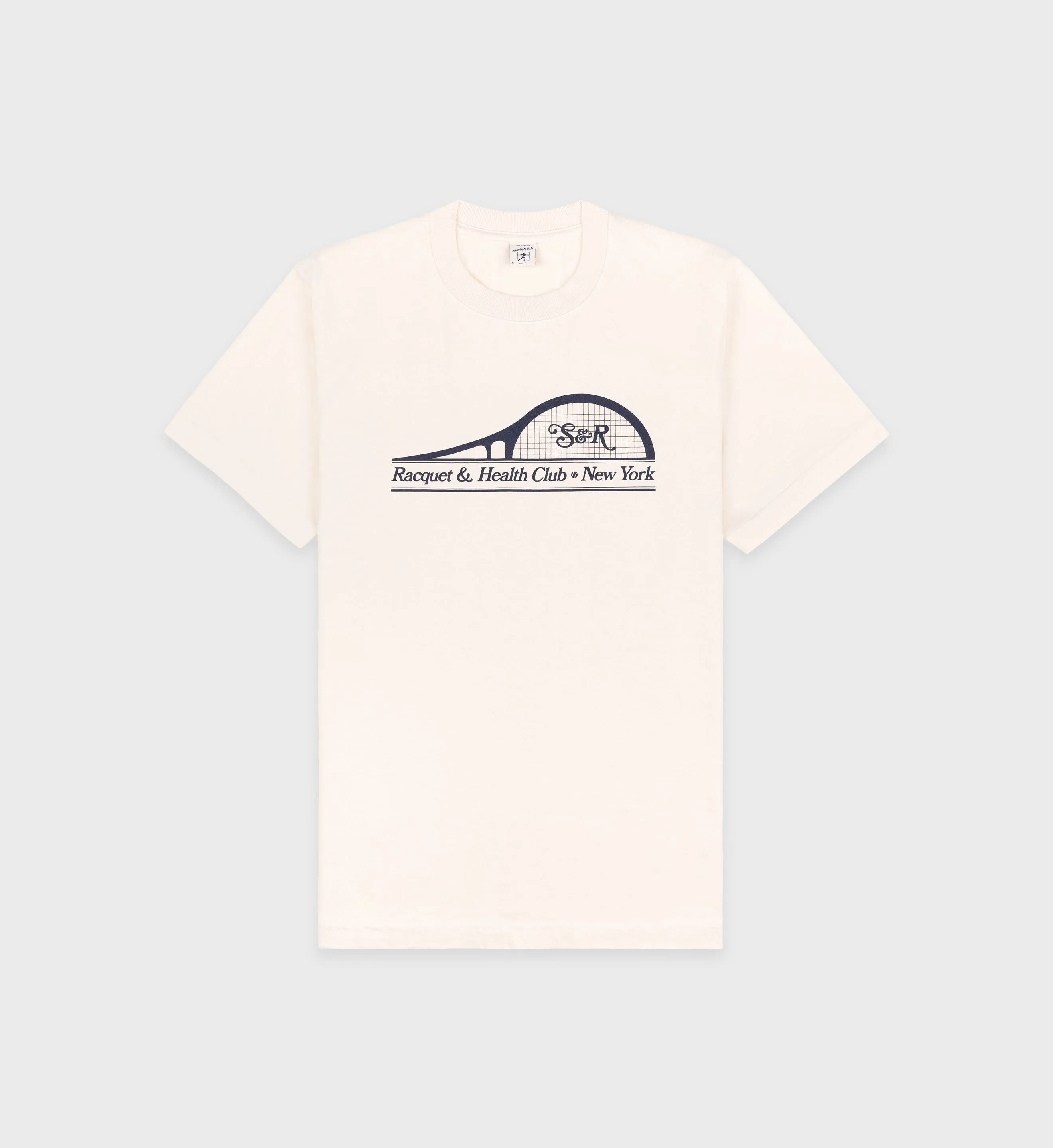 S&R Racket T-Shirt - Off White/Navy