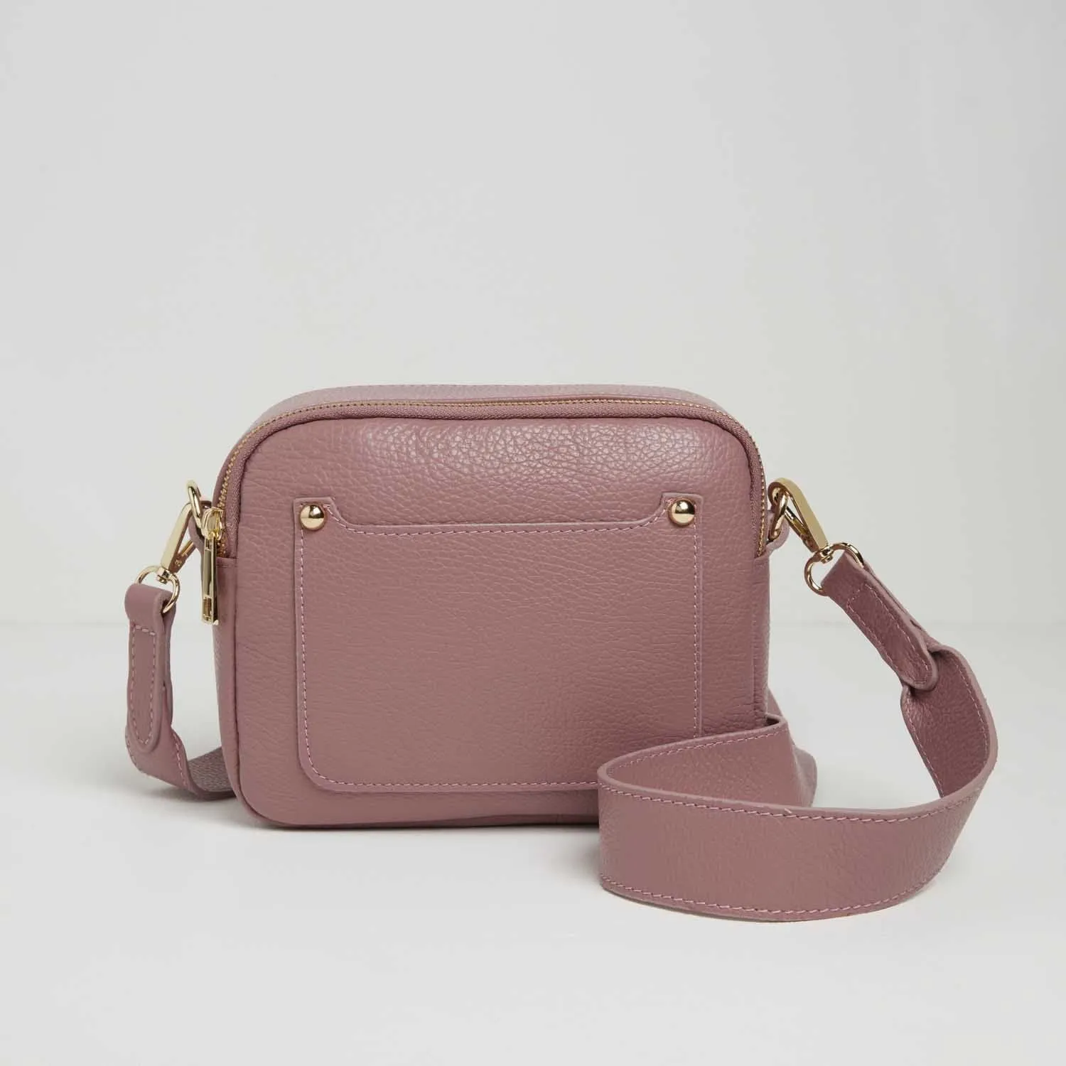 Sienna Crossbody Bag in Antique Pink with Light Pink Leopard Strap