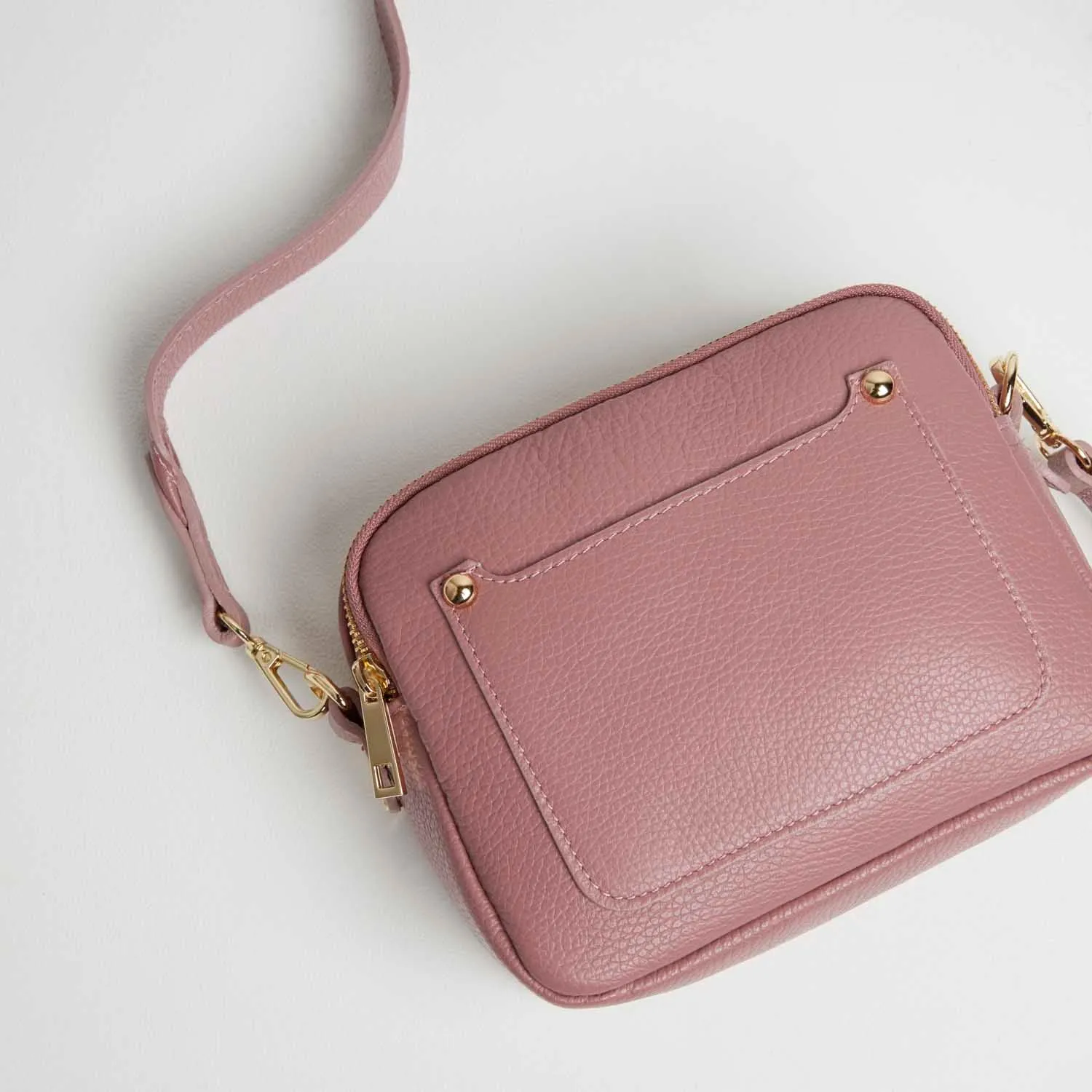 Sienna Crossbody Bag in Antique Pink with Light Pink Leopard Strap