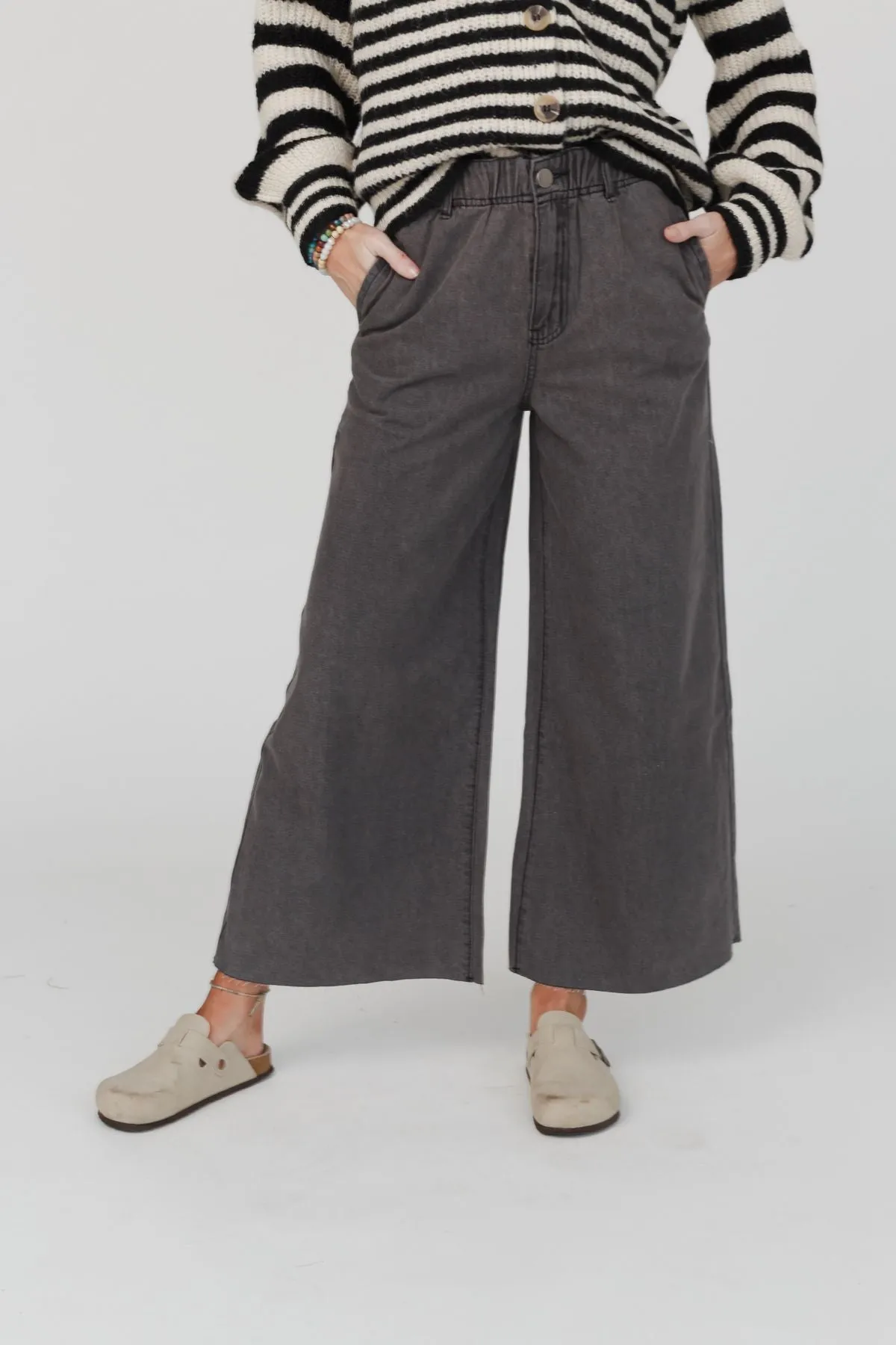 Simply You Wide Leg Jeans - Washed Black