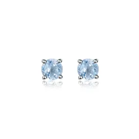 SKY BLUE TOPAZ ROUND CUT STUDS