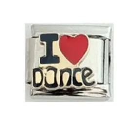 Stainless Steel I Love Dance Italian Charm Link