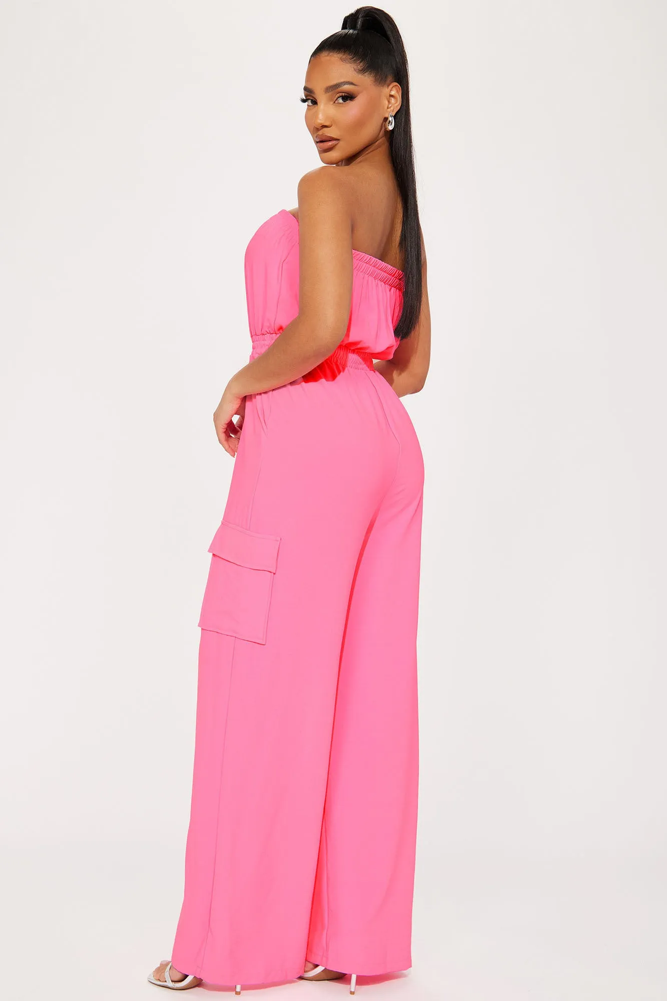 Stay Low Key Jumpsuit  - Hot Pink