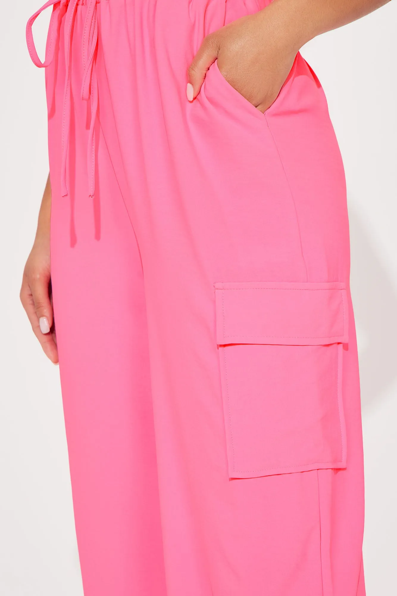 Stay Low Key Jumpsuit  - Hot Pink