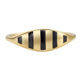 Stria Gold and Black Enamel Ring