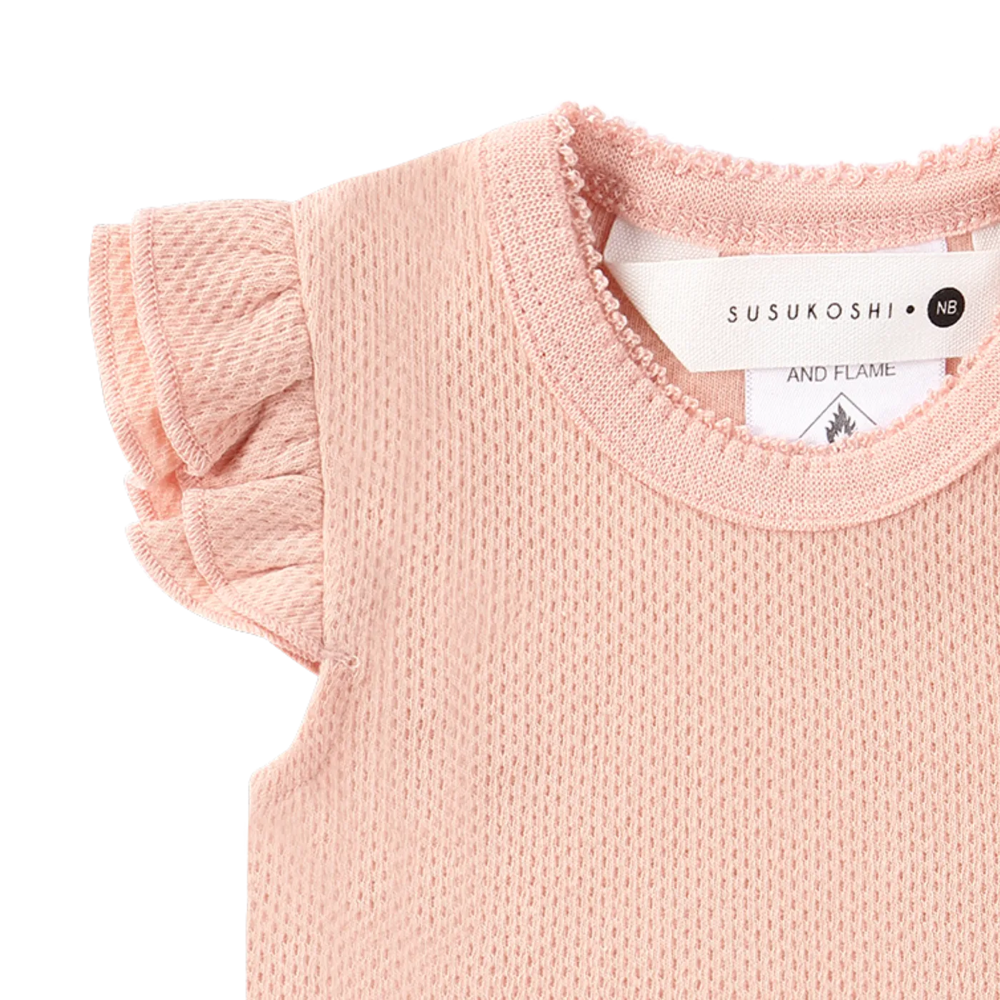 Susukoshi Organic Fluttersuit - Pink Salmon Pointelle