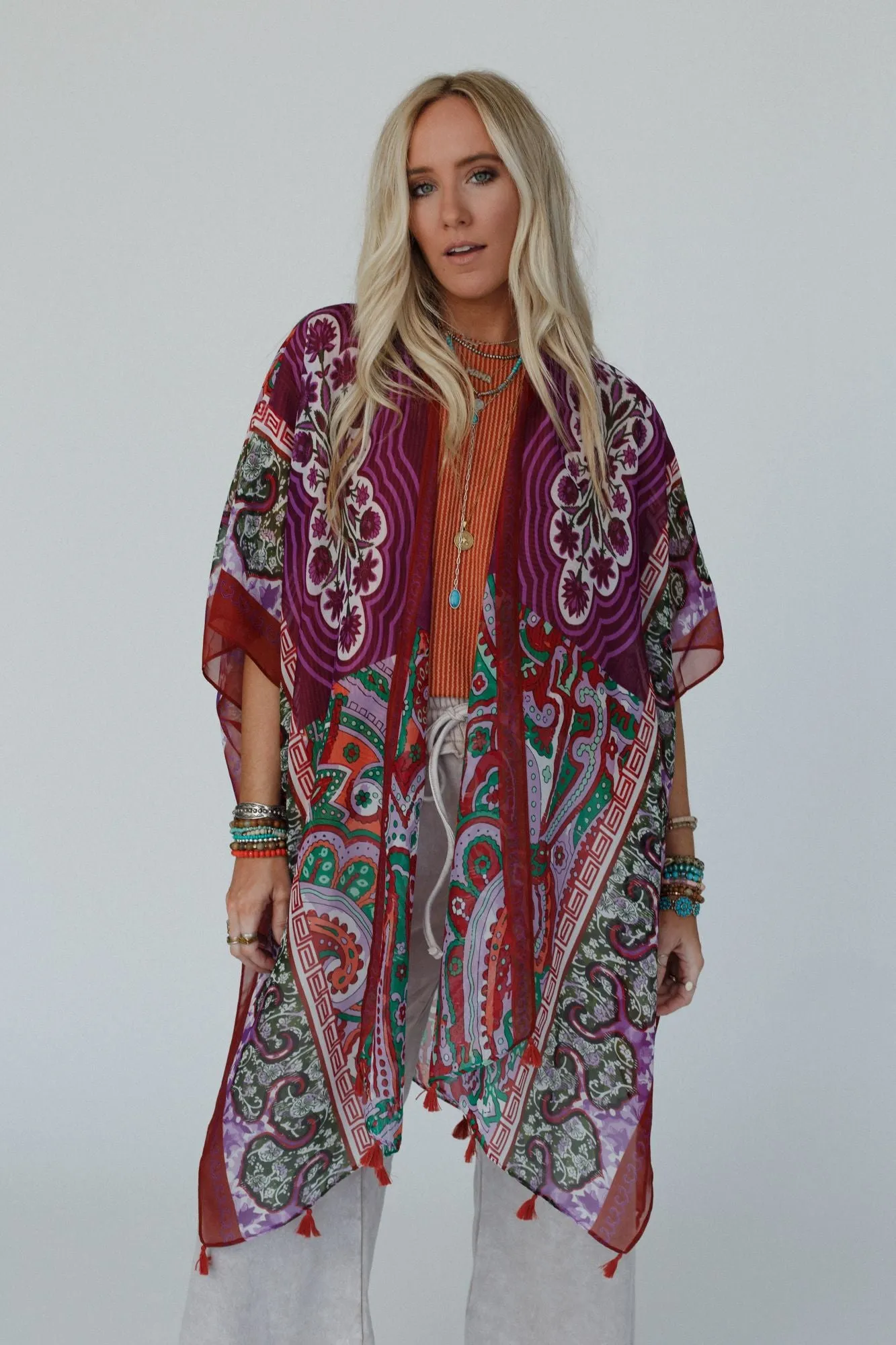 Tabitha Floral Kimono - Maroon