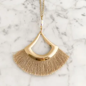 TATIYANA gold silk fan necklace