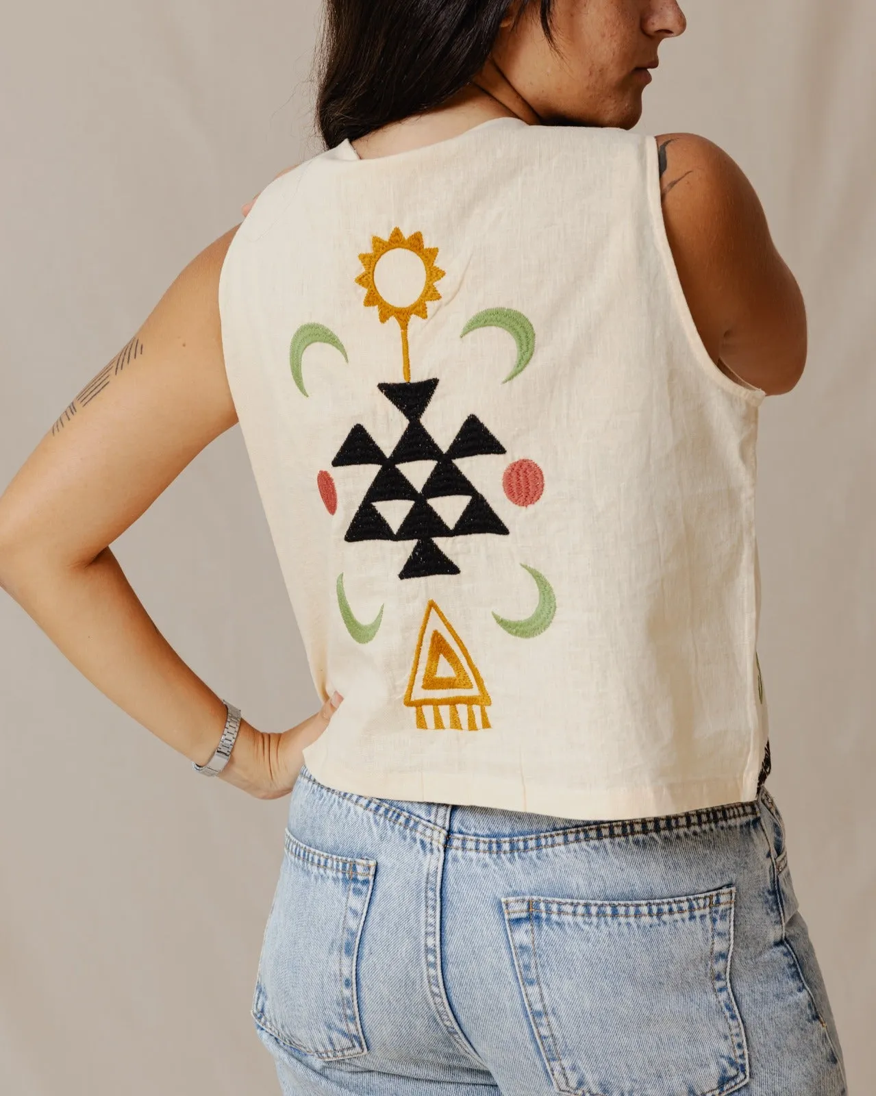 The Boho Lizard Vest Off-White