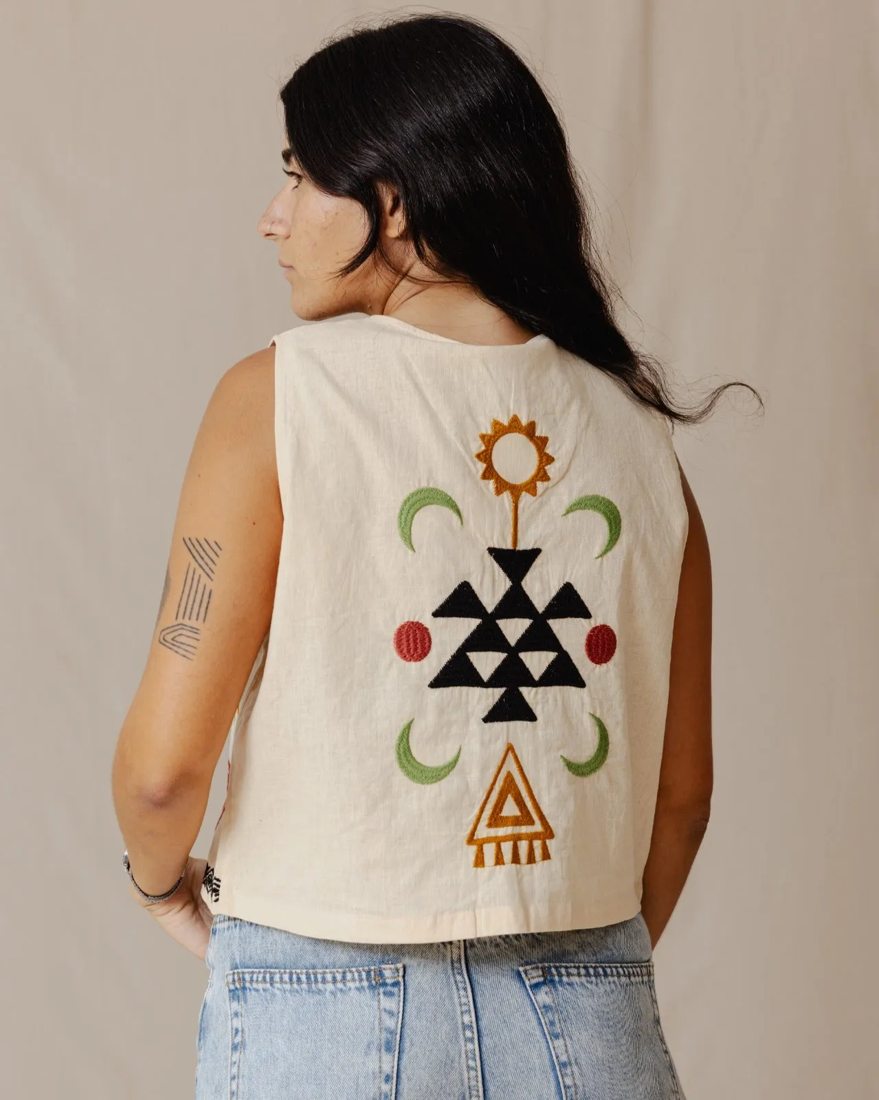 The Boho Lizard Vest Off-White