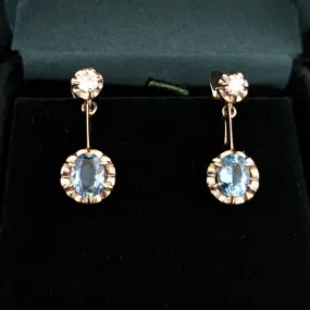 The Renton - Vintage Aquamarine Diamond Platinum Earrings