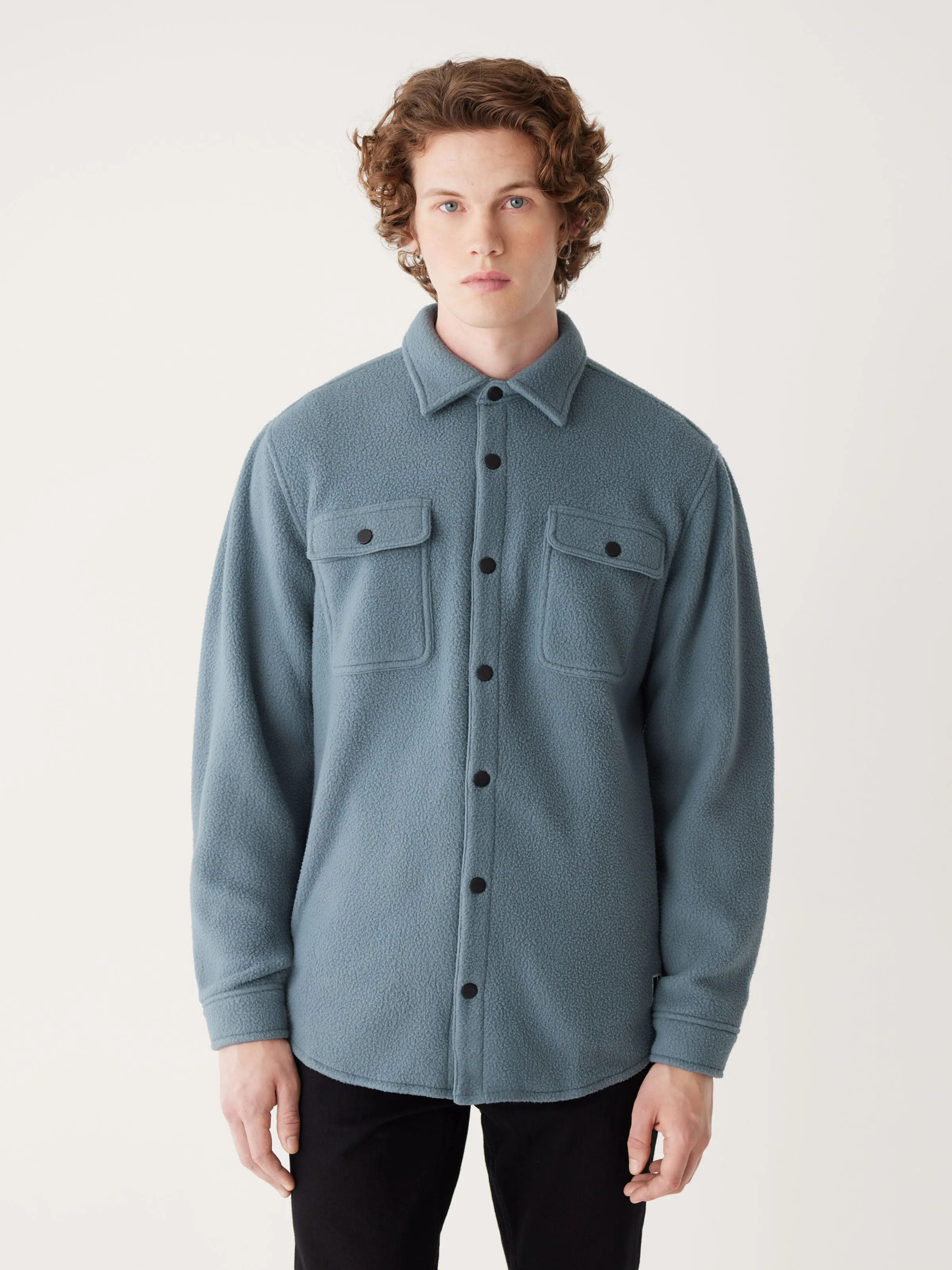 The Tundra Polar Fleece Overshirt in Stormy Blue