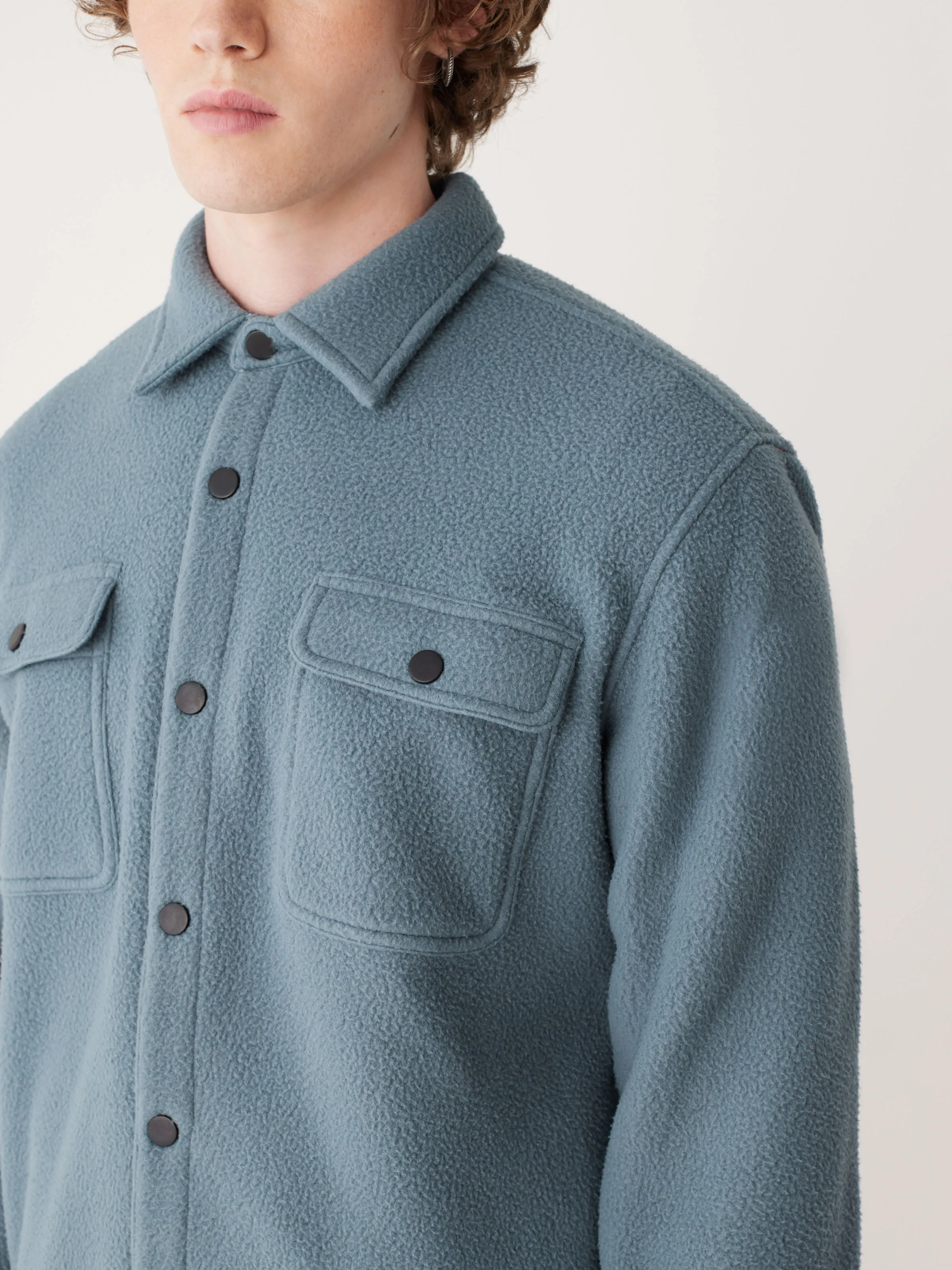 The Tundra Polar Fleece Overshirt in Stormy Blue