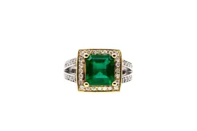 The Unique Collection: Emerald and Diamond ring in 18k White and Yellow Gold