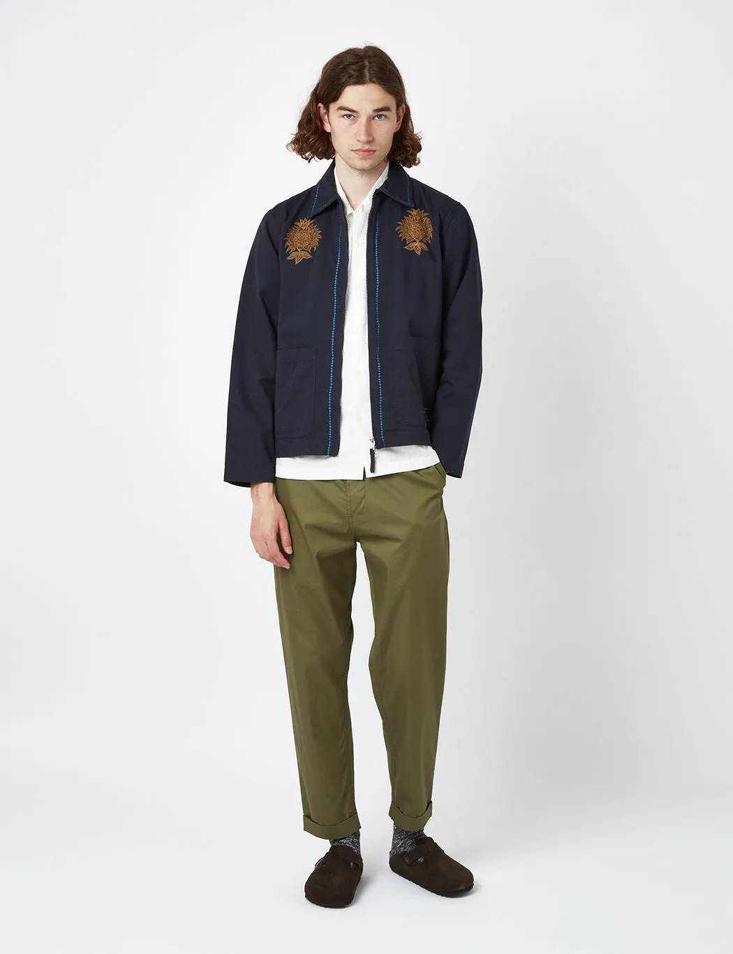 Universal Works Ancramdale Embroidered Jacket (Twill) - Navy Blue