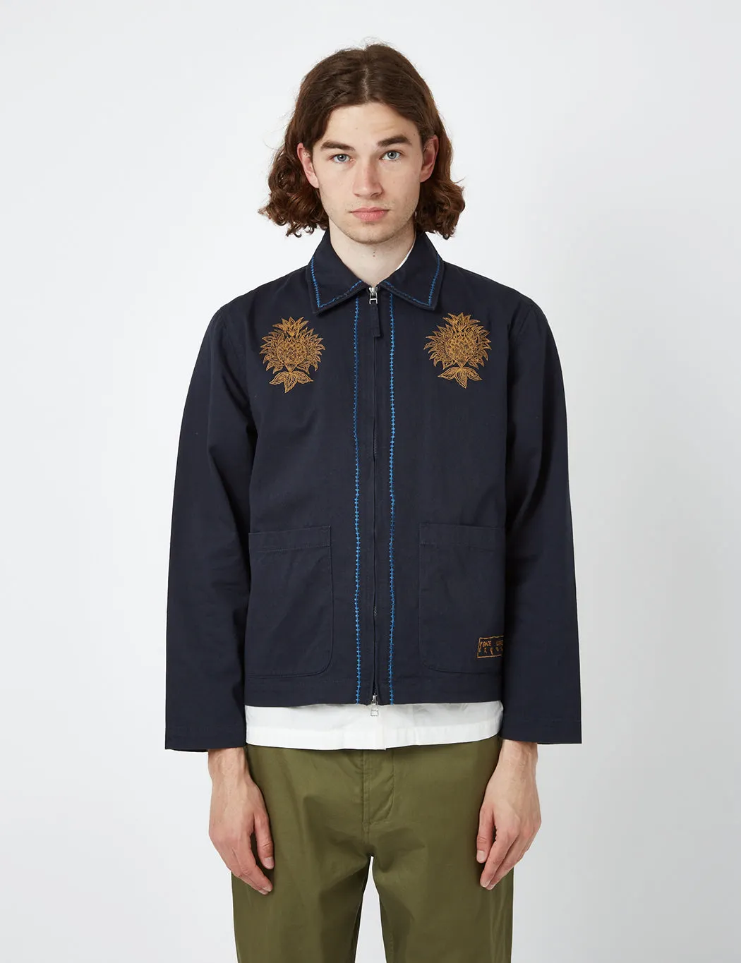 Universal Works Ancramdale Embroidered Jacket (Twill) - Navy Blue