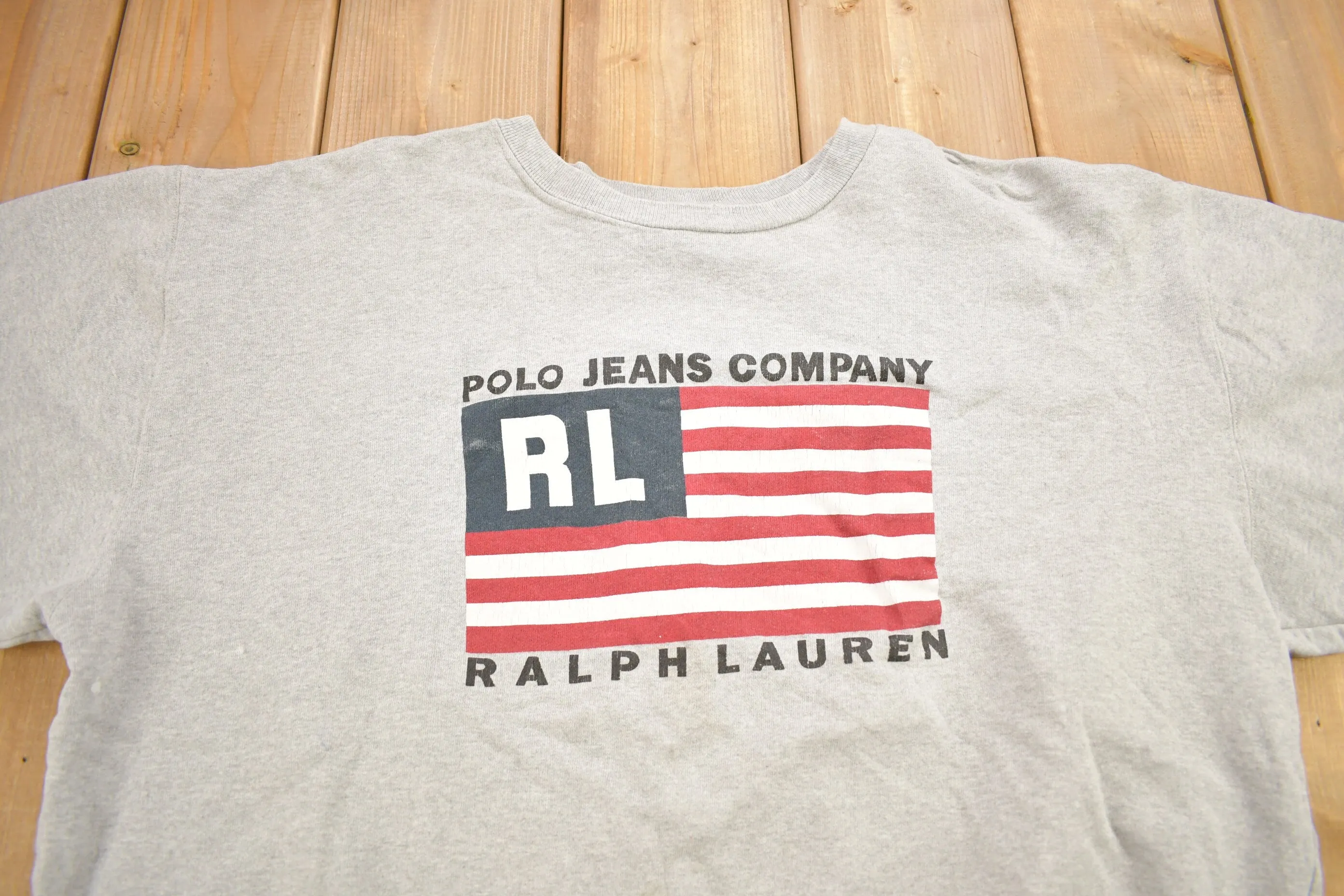 Vintage 1990s Polo Jeans Co Grey Crewneck Sweatshirt / 90s Crewneck / Streetwear / Vintage Ralph Lauren