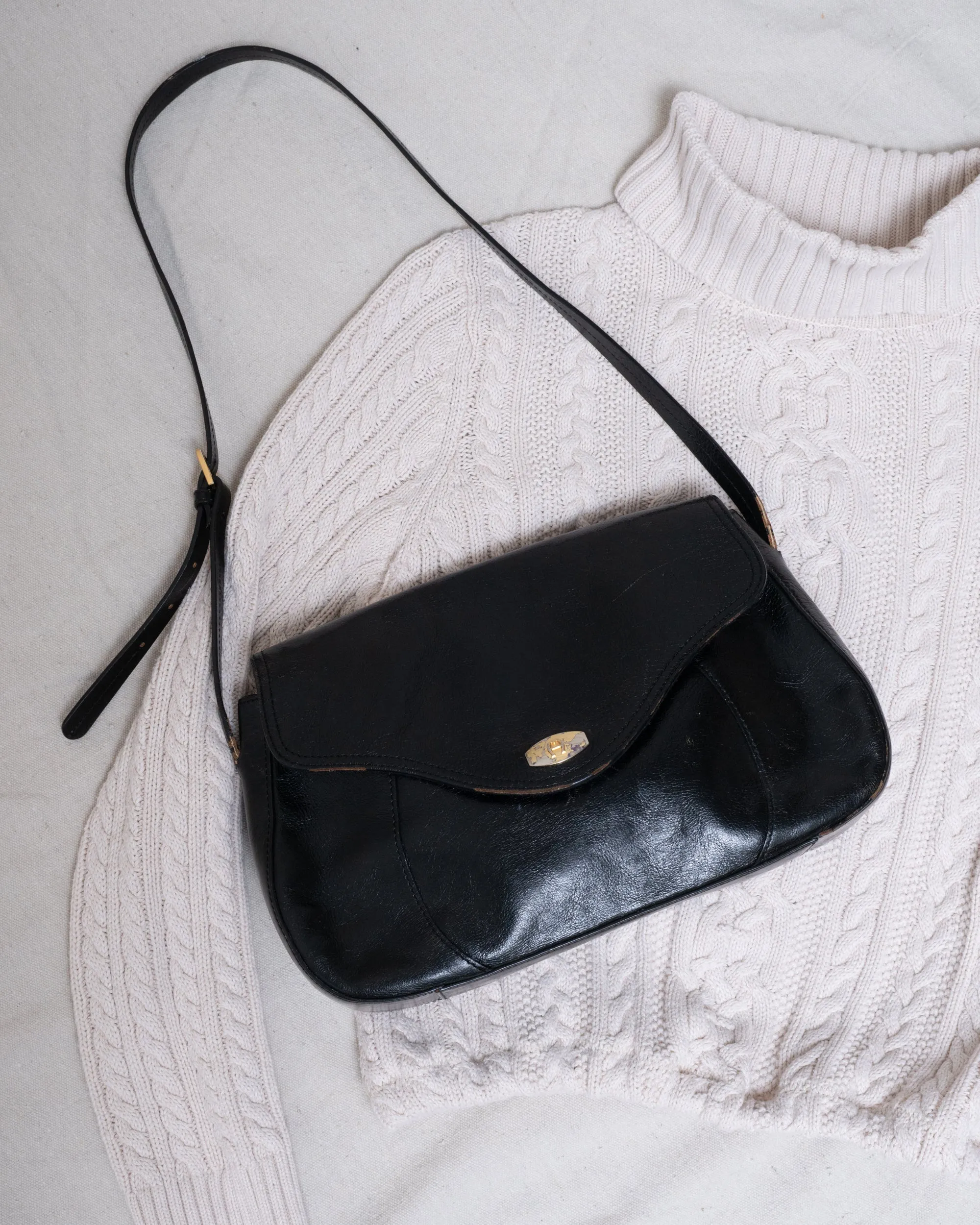 Vintage AIGNER Black Leather Bag