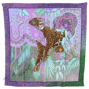 Vintage Christian Dior Purple Pink Leopard Silk Scarf