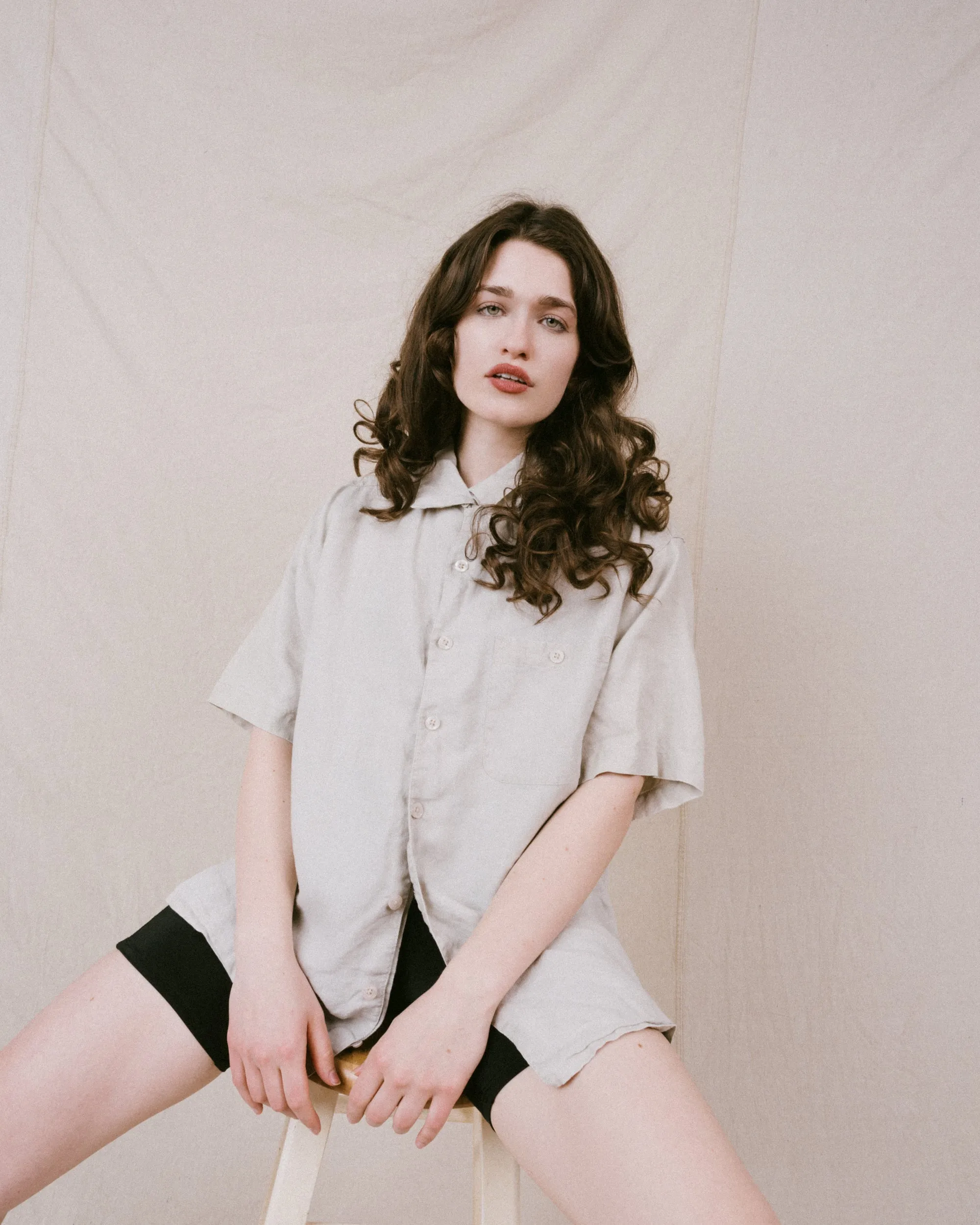 Vintage Oversized Linen Shirt (S/M)