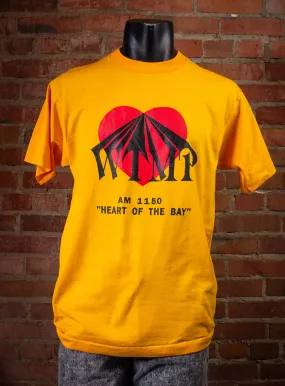 Vintage WTMP AM 1150 Radio Heart Of The Bay Graphic T Shirt 80s Yellow Large