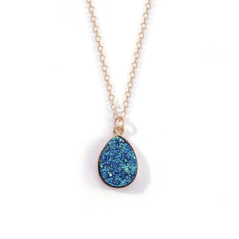 Water Drop Pendant Fashion Sweet Crystal Cluster Necklace