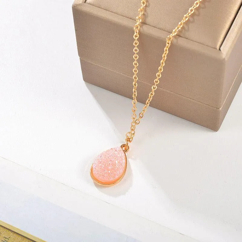 Water Drop Pendant Fashion Sweet Crystal Cluster Necklace