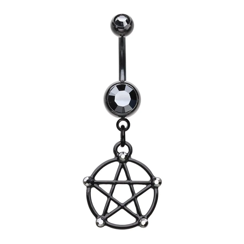 WILDKLASS Black Pentacle Belly Button Ring