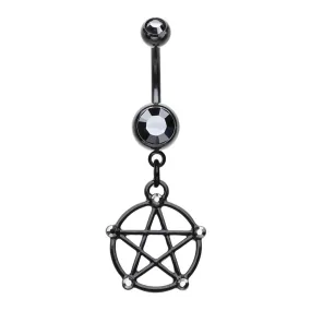 WILDKLASS Black Pentacle Belly Button Ring