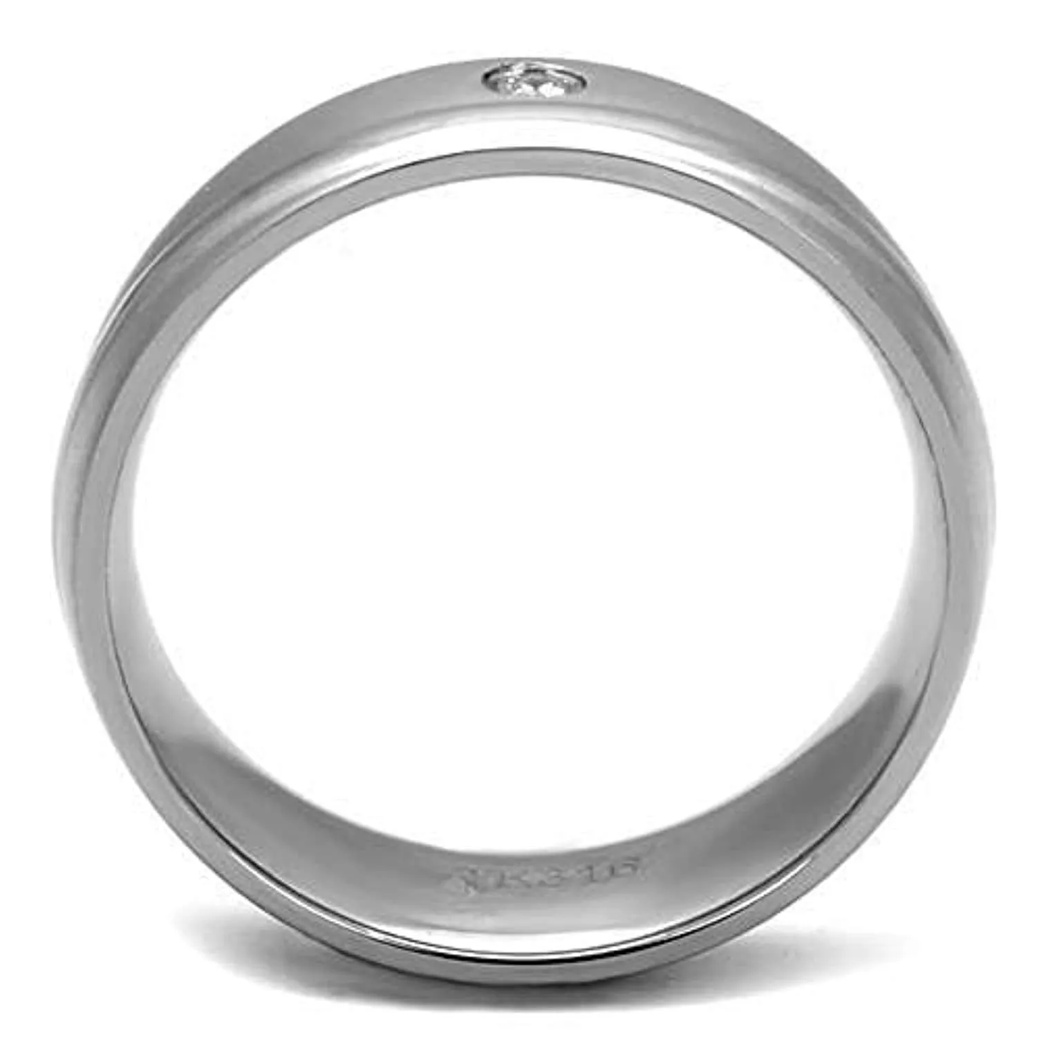 WildKlass Stainless Steel Ring High Polished Men AAA Grade CZ Clear