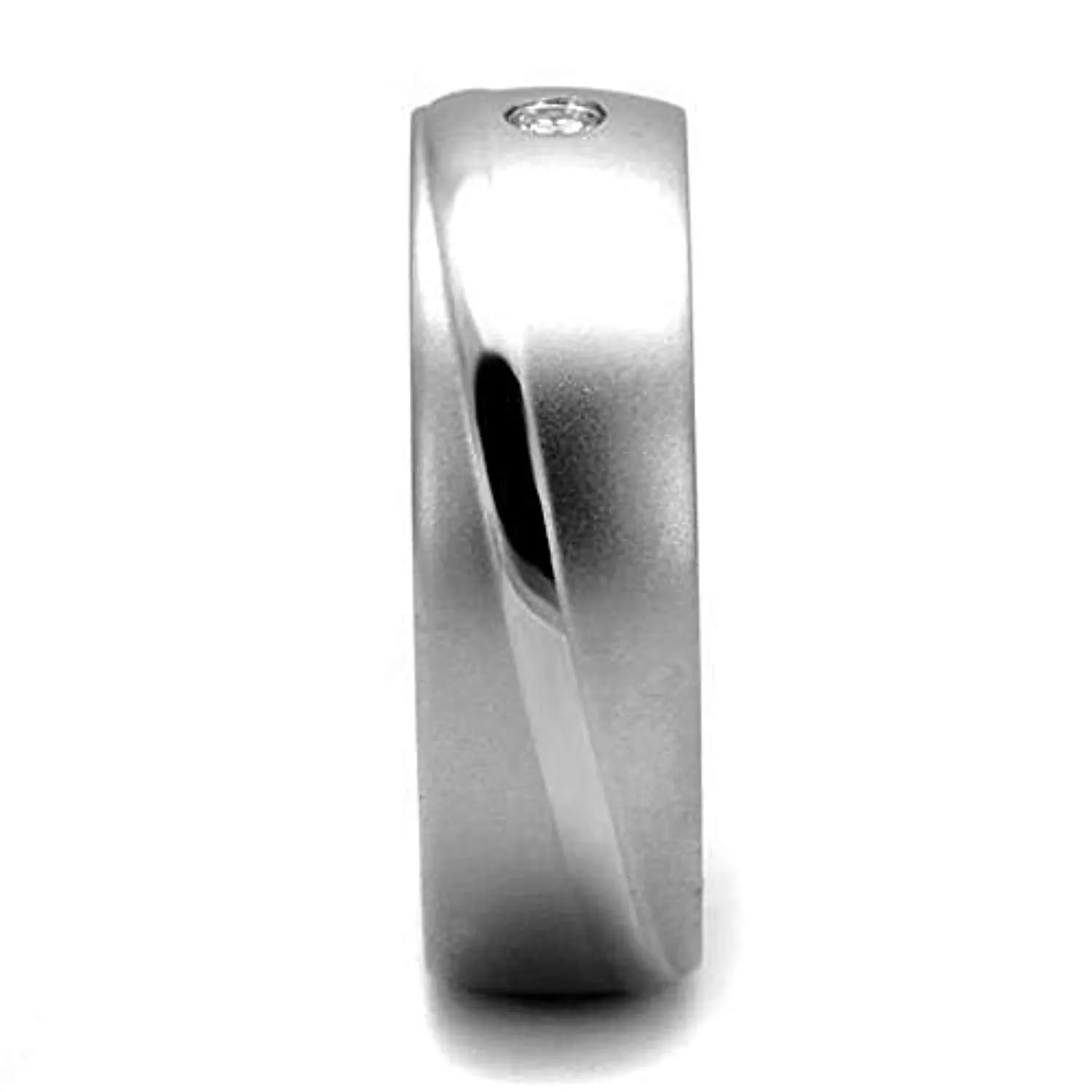 WildKlass Stainless Steel Ring High Polished Men AAA Grade CZ Clear