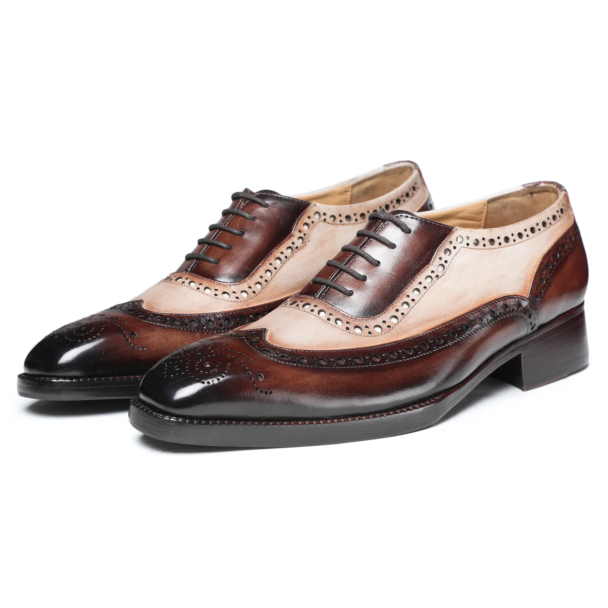 Wingtip Brogue Oxford - Brown & Beige