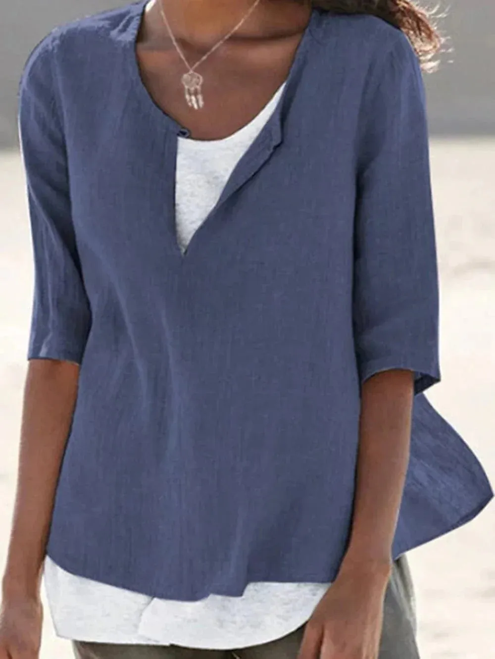 Women's V-Neck Half Sleeve Blouse - Casual and Versatile