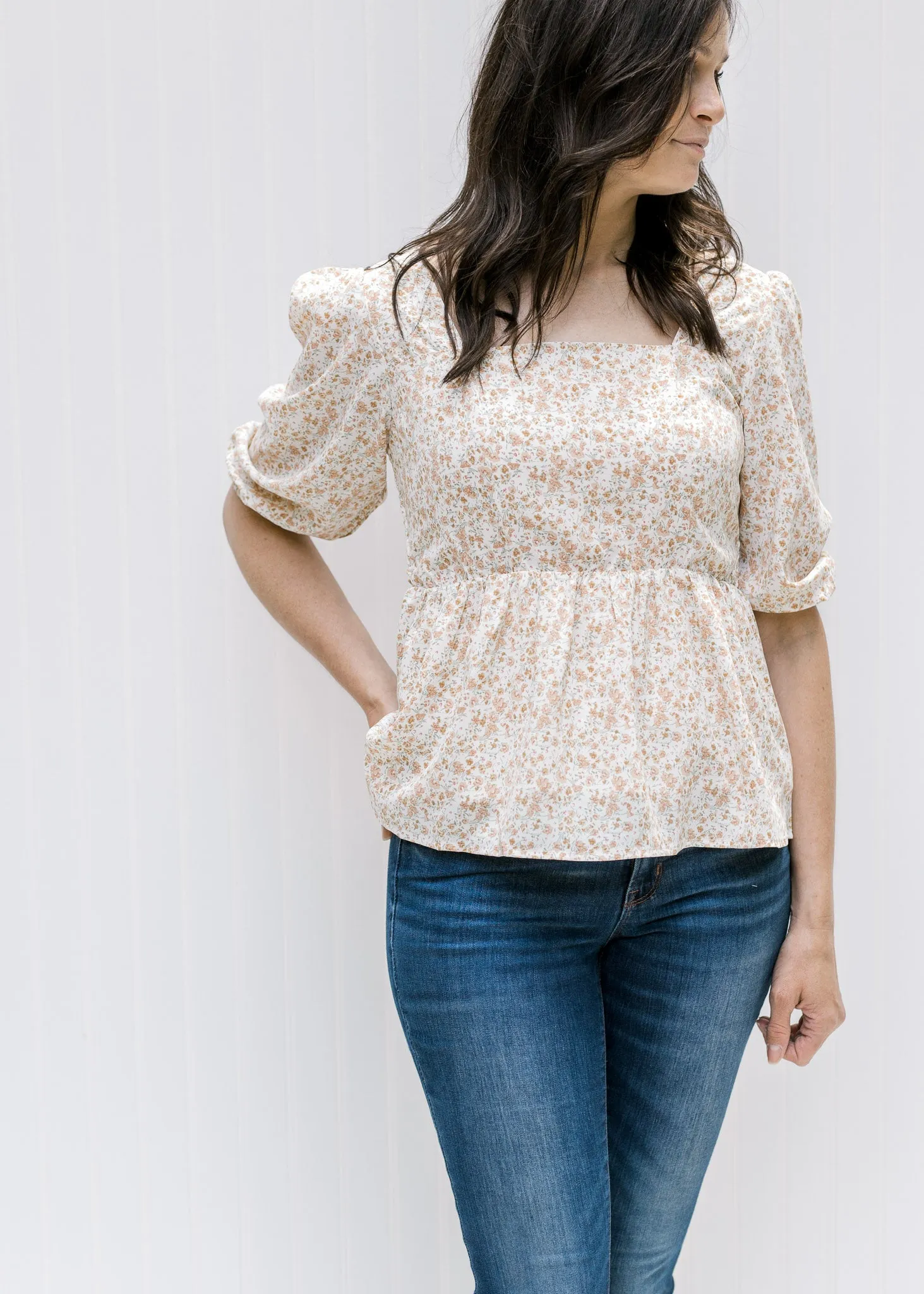 X Camel Ditsy Floral Top